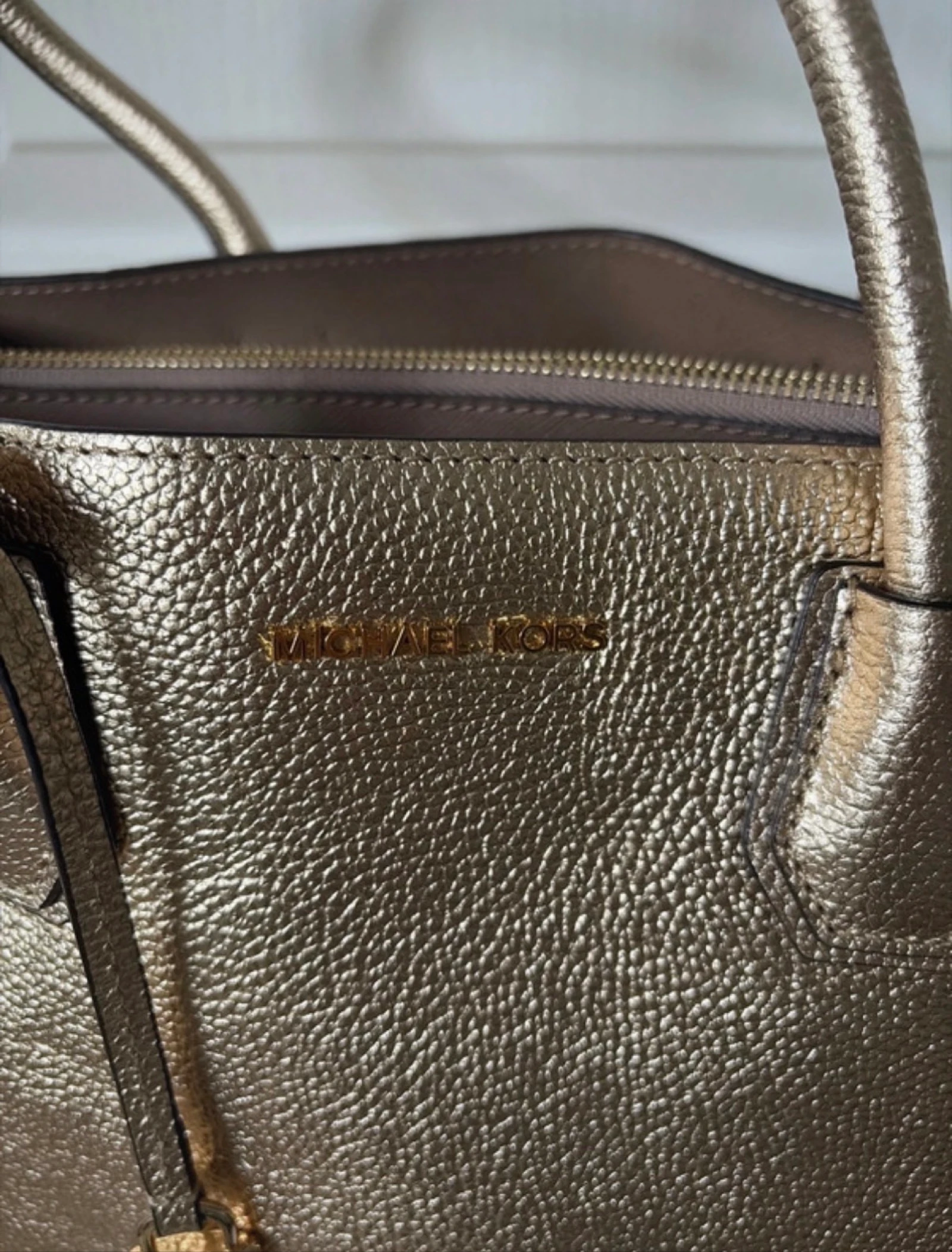 Michael Kors tas van gemêleerd goudkleurig leer – Uitstekende staat – Schouderband + dust bag – photo 5